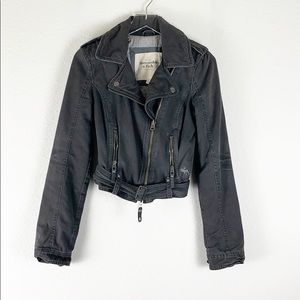 Abercrombie & Fitch Grey Zip Belted Moto Jacket S